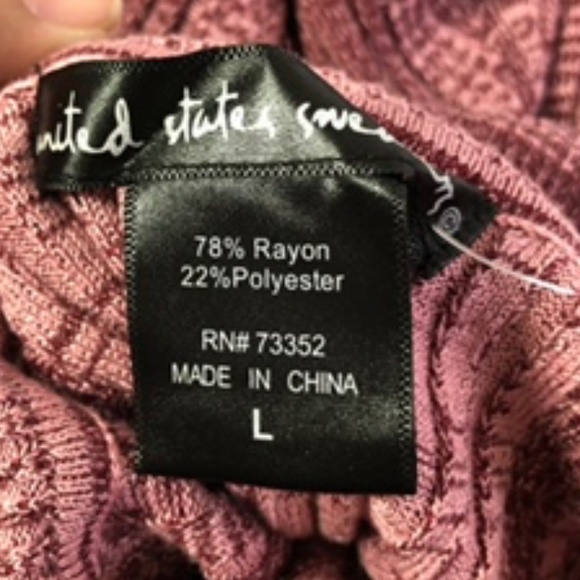 NWOT United States Sweaters Textured-Look Burgundy/Pink Women's Turtleneck Sz L - Picture 4 of 5